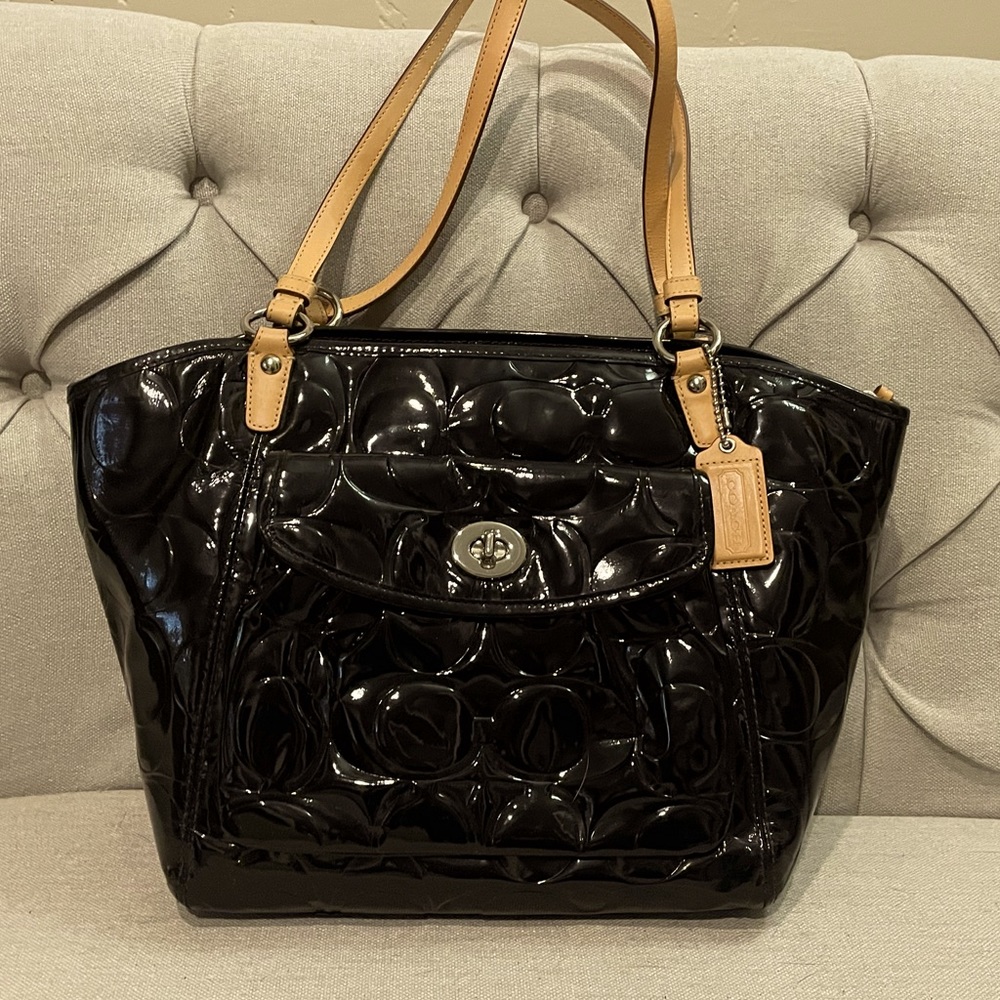 Coach Patent Leather Monogram Tote Bag. Like New.